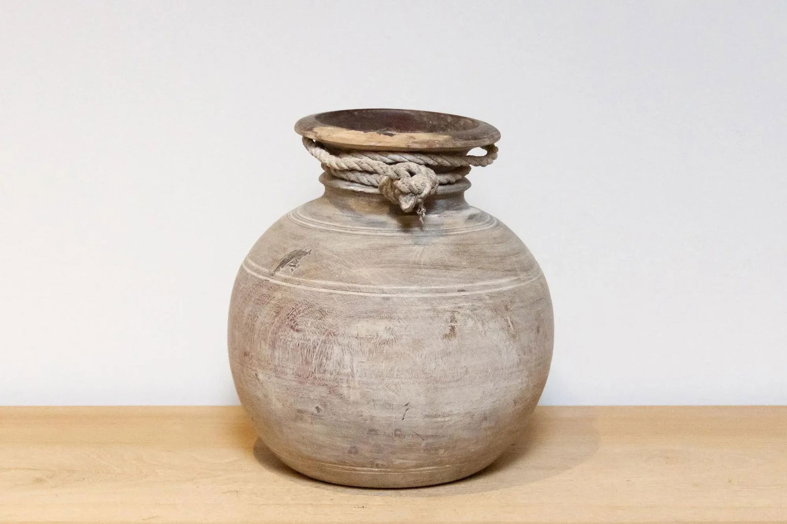 Vintage Indian Teak Water Pot-Nela - 4