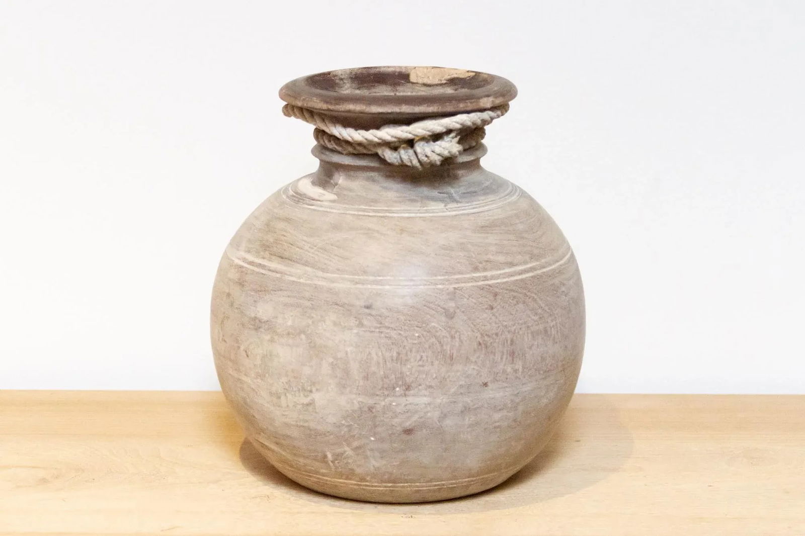 Vintage Indian Teak Water Pot-Nela - 7