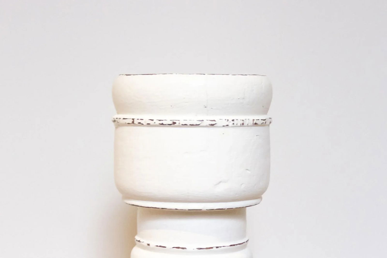 Antique White Painted Candle Holder - 4