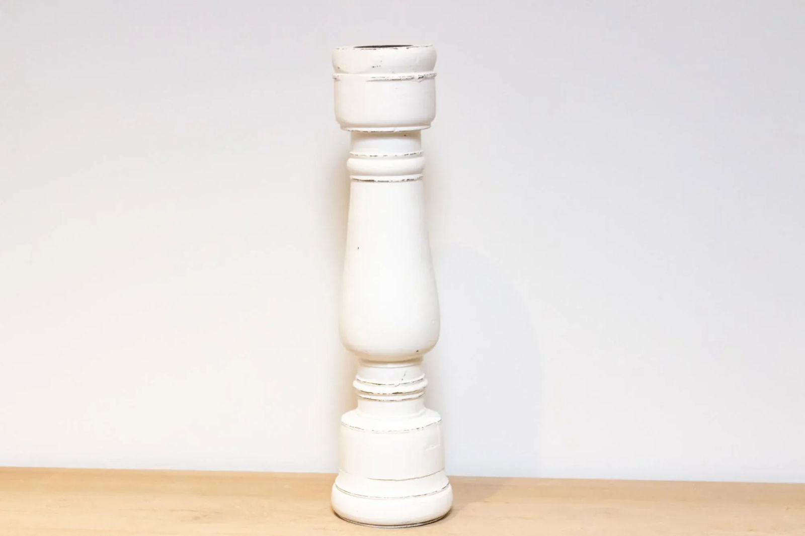Antique White Painted Candle Holder - 7