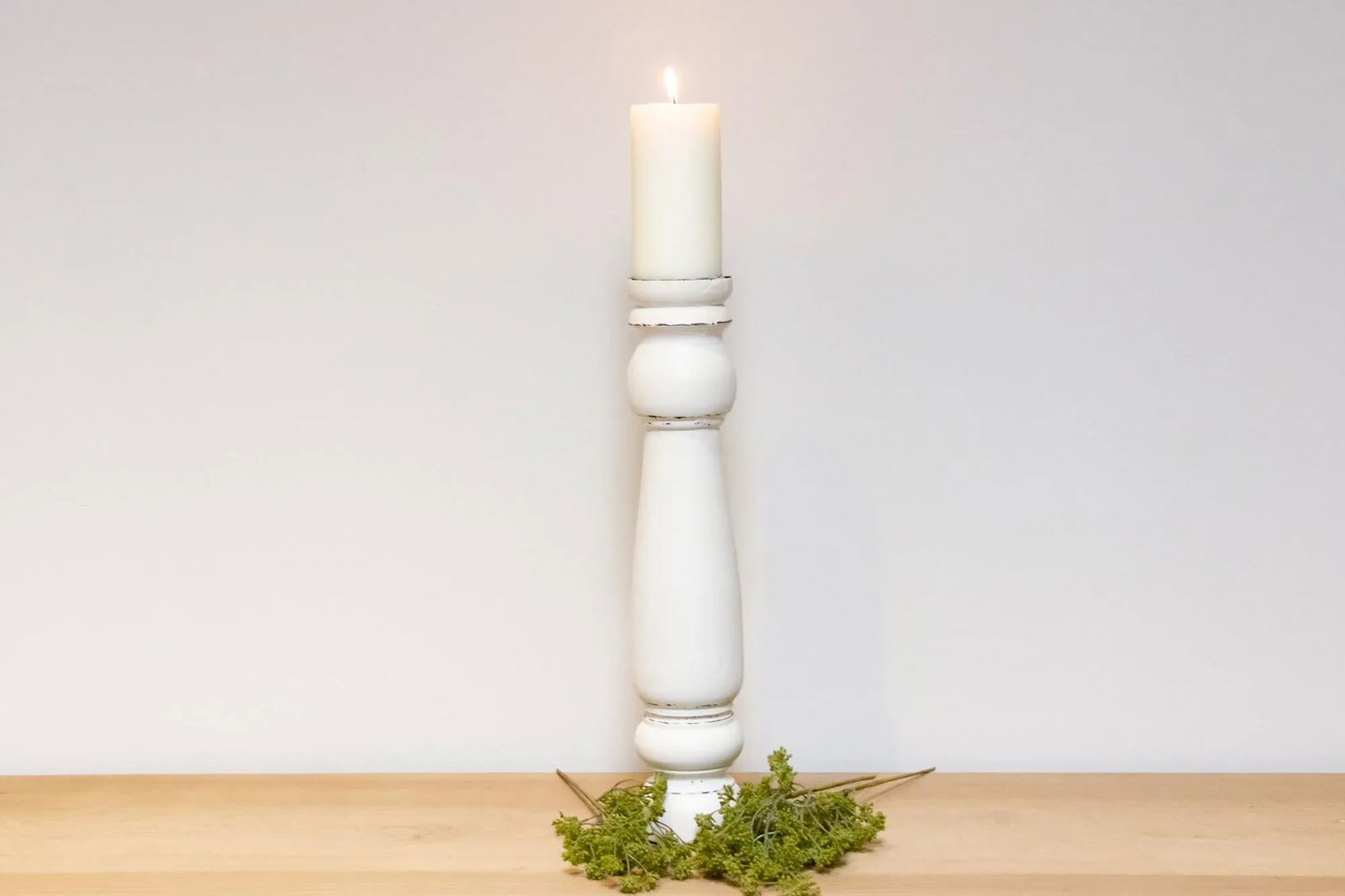 Charming Aged White Candle Holder - 7