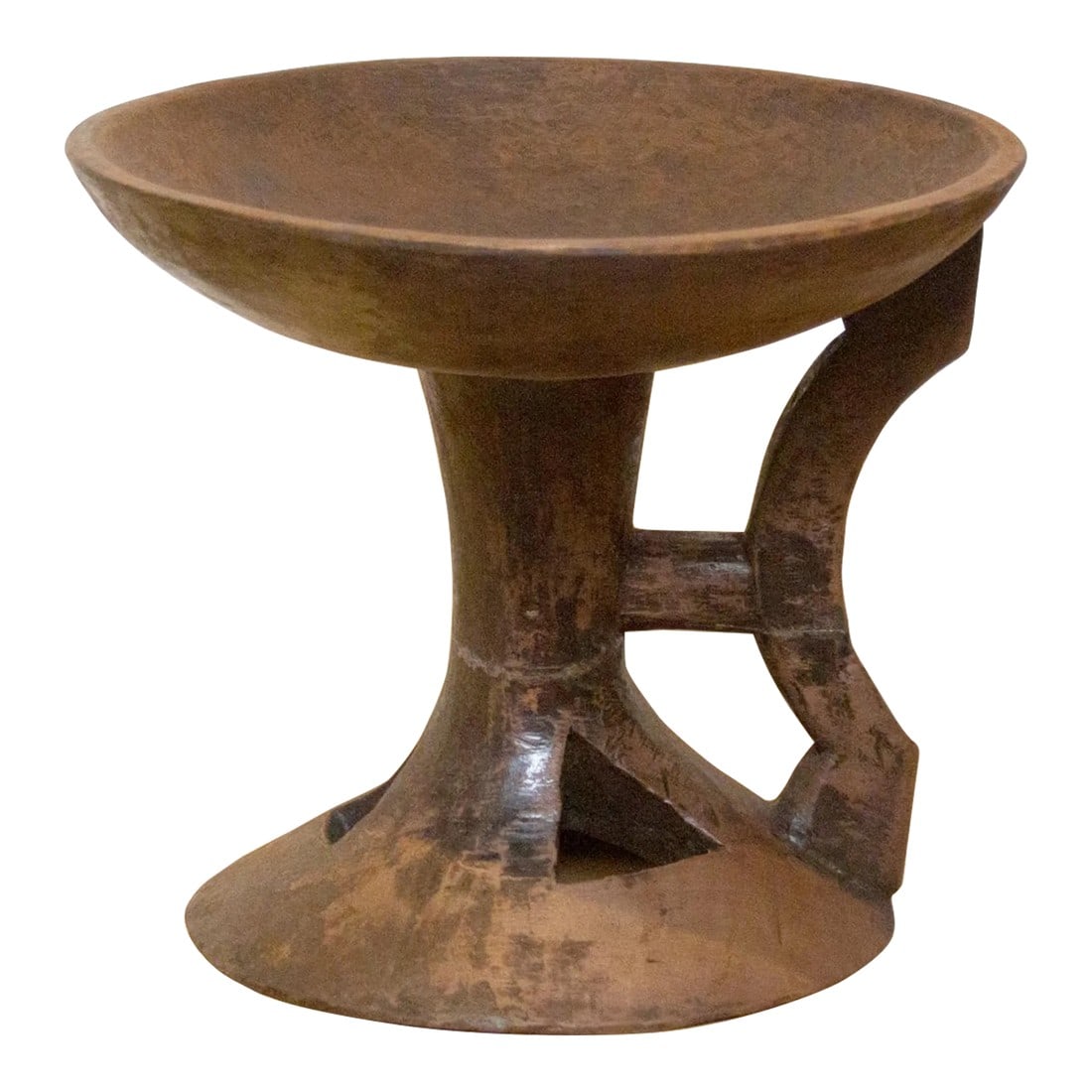 Vintage Tribal Carved Naga Stool: A vintage tribal Naga small side table, hailing from the enchanting tribal region of Nagaland in North Eastern India, bordering Myanmar. This stylish small end table carries a rich history,