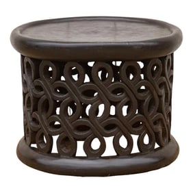 African Floral Carved End Table