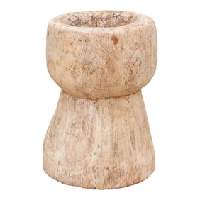 Tall Vintage Teak Ukhali Pot