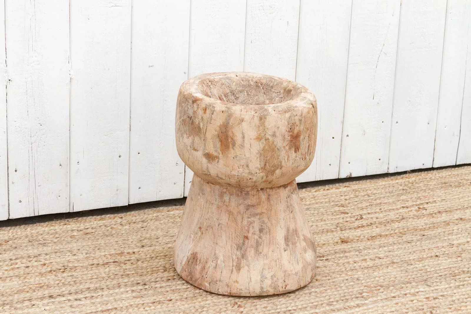 Tall Vintage Teak Ukhali Pot - 6
