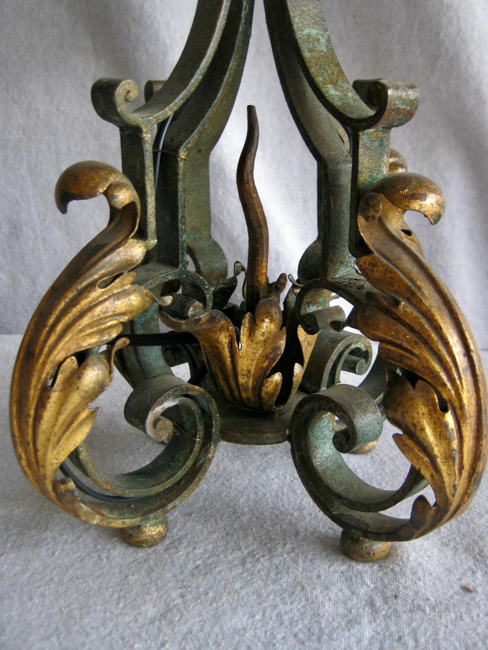 Pair of French 1920 Fer Forge Gilbert Poillerat Wrought Iron Candelabras Lamps - 10