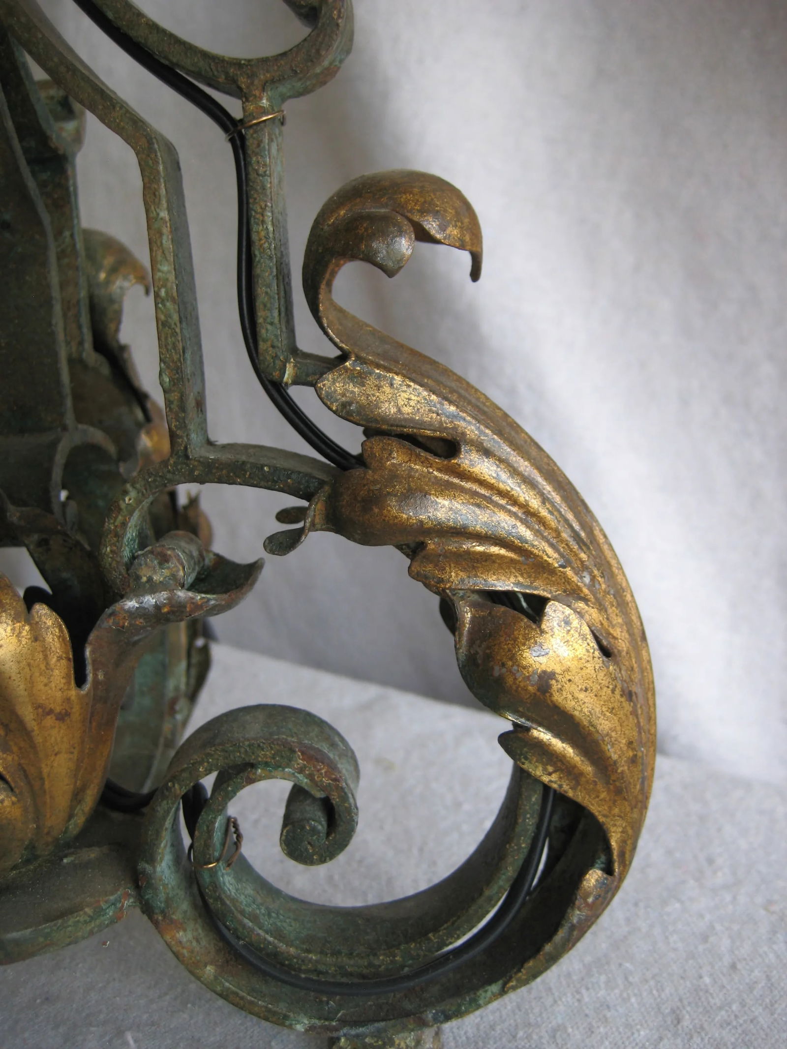 Pair of French 1920 Fer Forge Gilbert Poillerat Wrought Iron Candelabras Lamps - 11