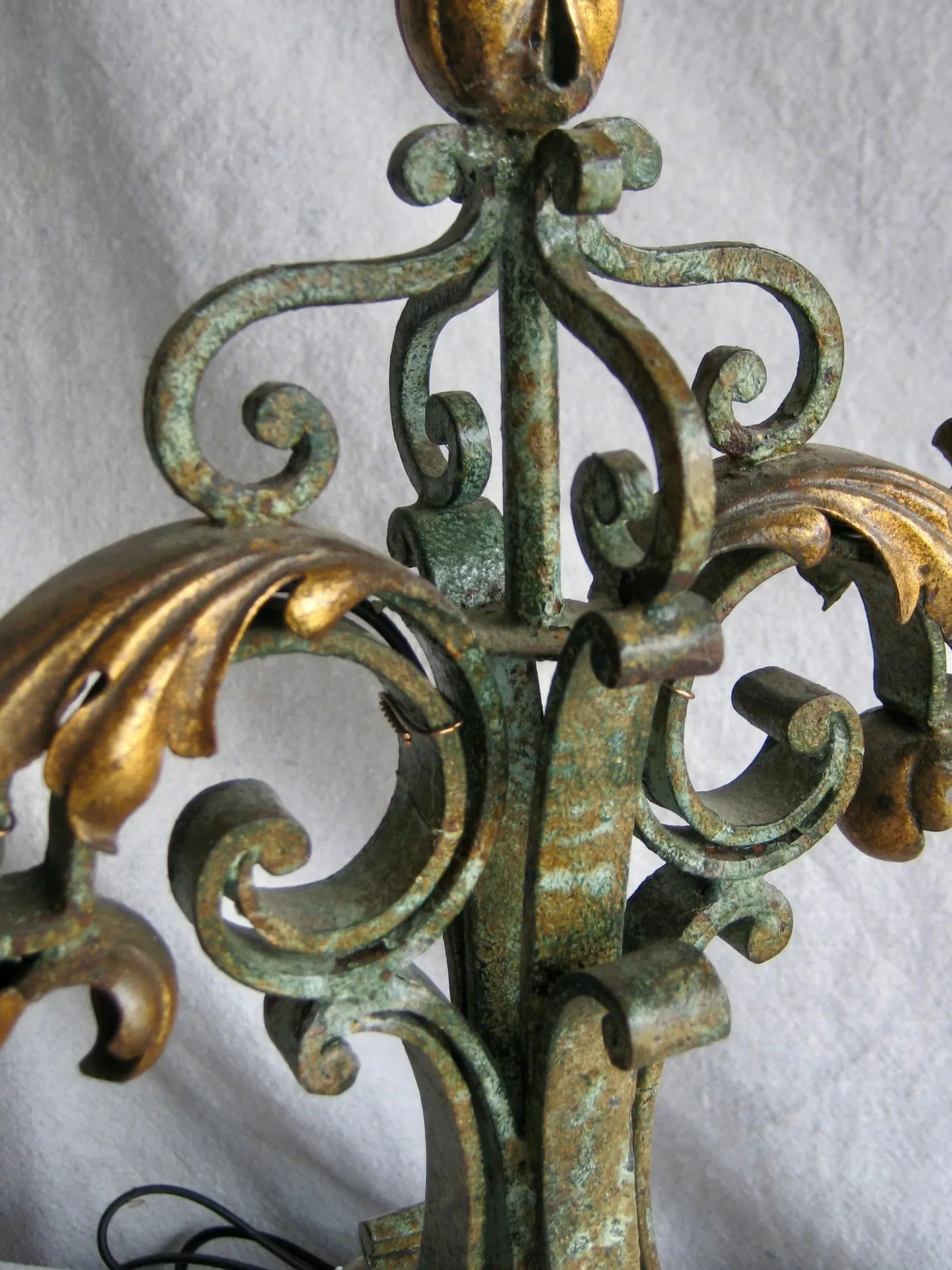 Pair of French 1920 Fer Forge Gilbert Poillerat Wrought Iron Candelabras Lamps - 5