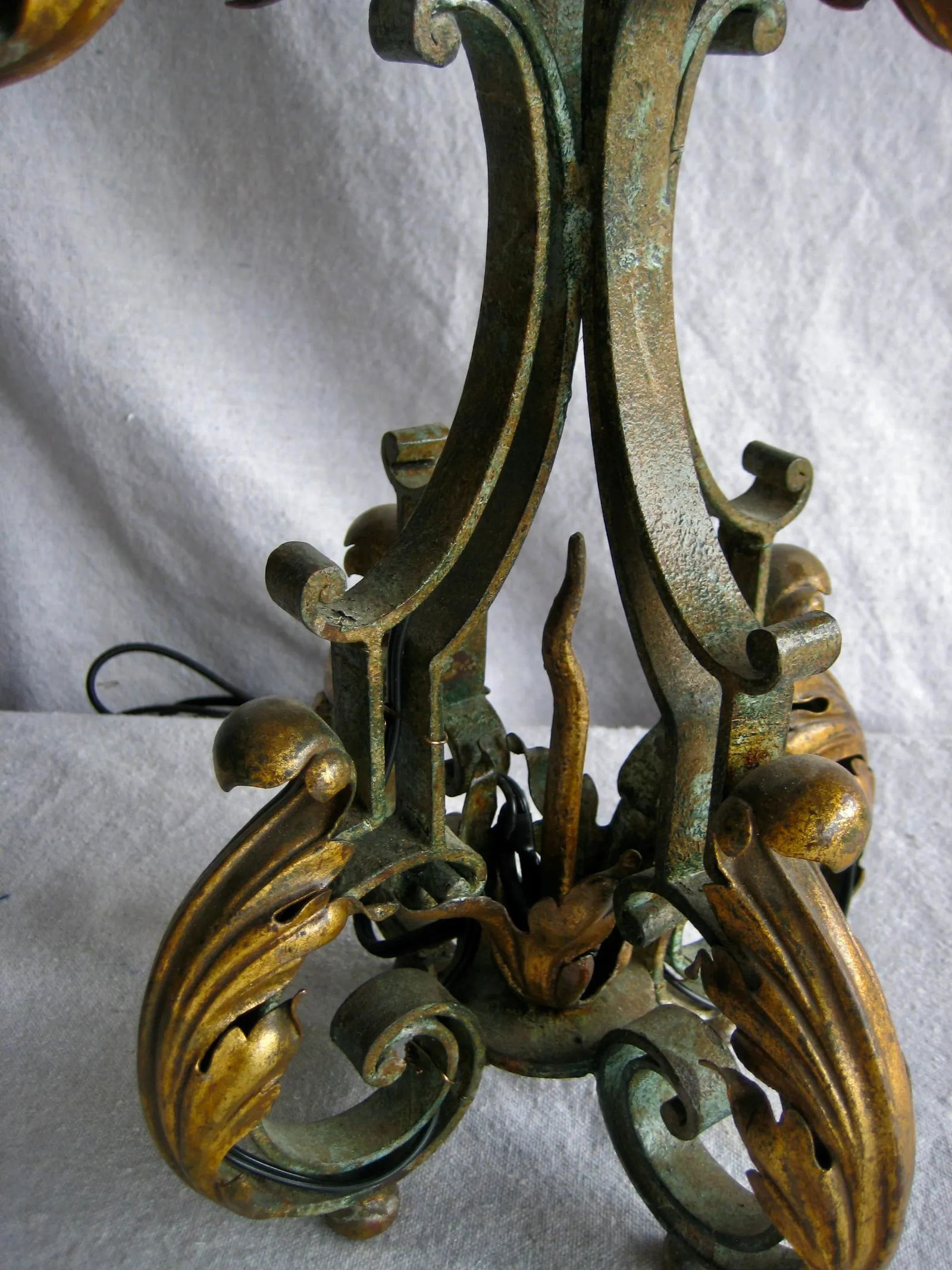 Pair of French 1920 Fer Forge Gilbert Poillerat Wrought Iron Candelabras Lamps - 8