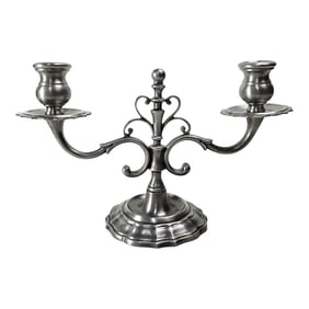 Italian El Crown Baroque Pewter Candelabrum