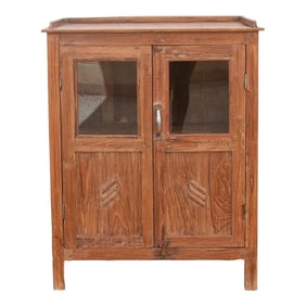 Vintage Teak Glass Kitchen Cabinet