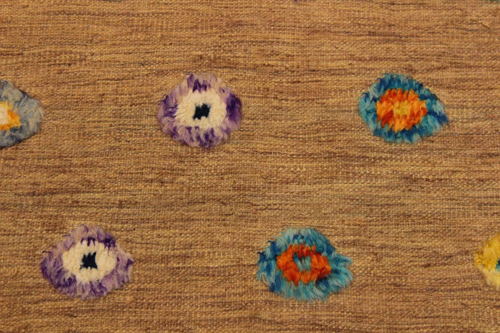 1990s 1990s Abstract Moroccan High-Low Tan/Green Wool Rug - 8'10'' X 11'4'' - 4