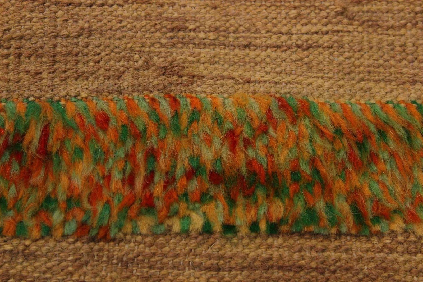 1990s 1990s Abstract Moroccan High-Low Tan/Green Wool Rug - 8'10'' X 11'4'' - 6