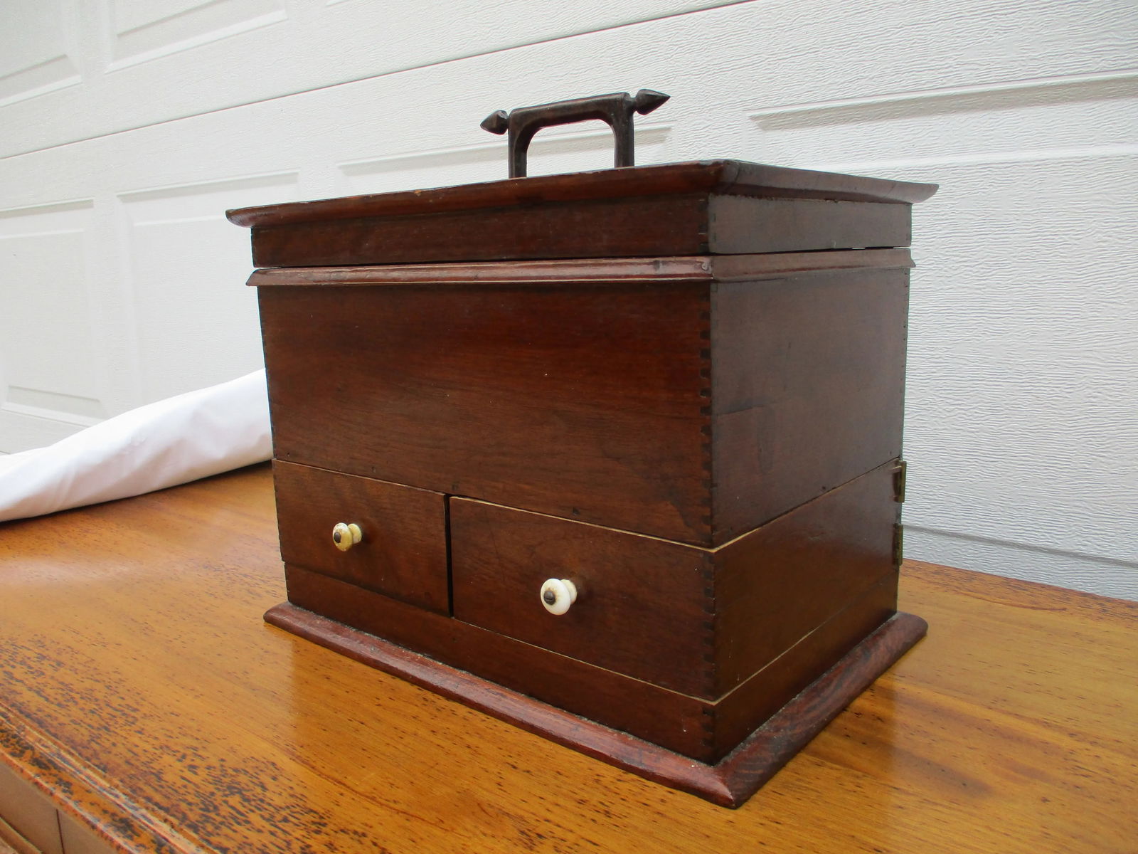 Antique Folk Art Hand Carved Jewelry Box or Trinket Box - 6