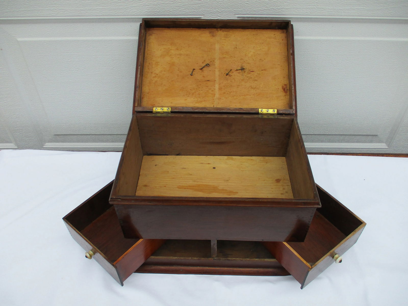 Antique Folk Art Hand Carved Jewelry Box or Trinket Box - 8