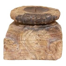 Aria Carved Wood Candle Holder