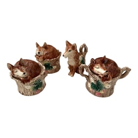 Fitz and Floyd Fox Cream/Sugar & Salt/Pepper Set