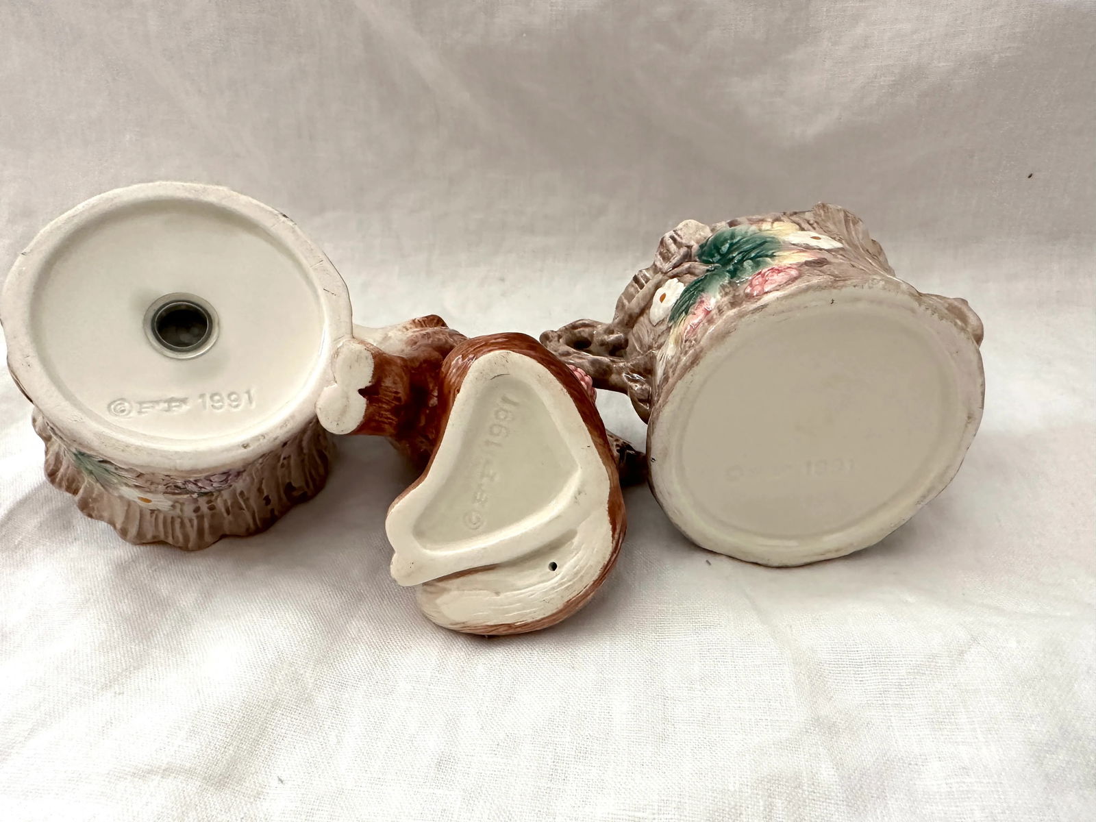 Fitz and Floyd Fox Cream/Sugar & Salt/Pepper Set - 3