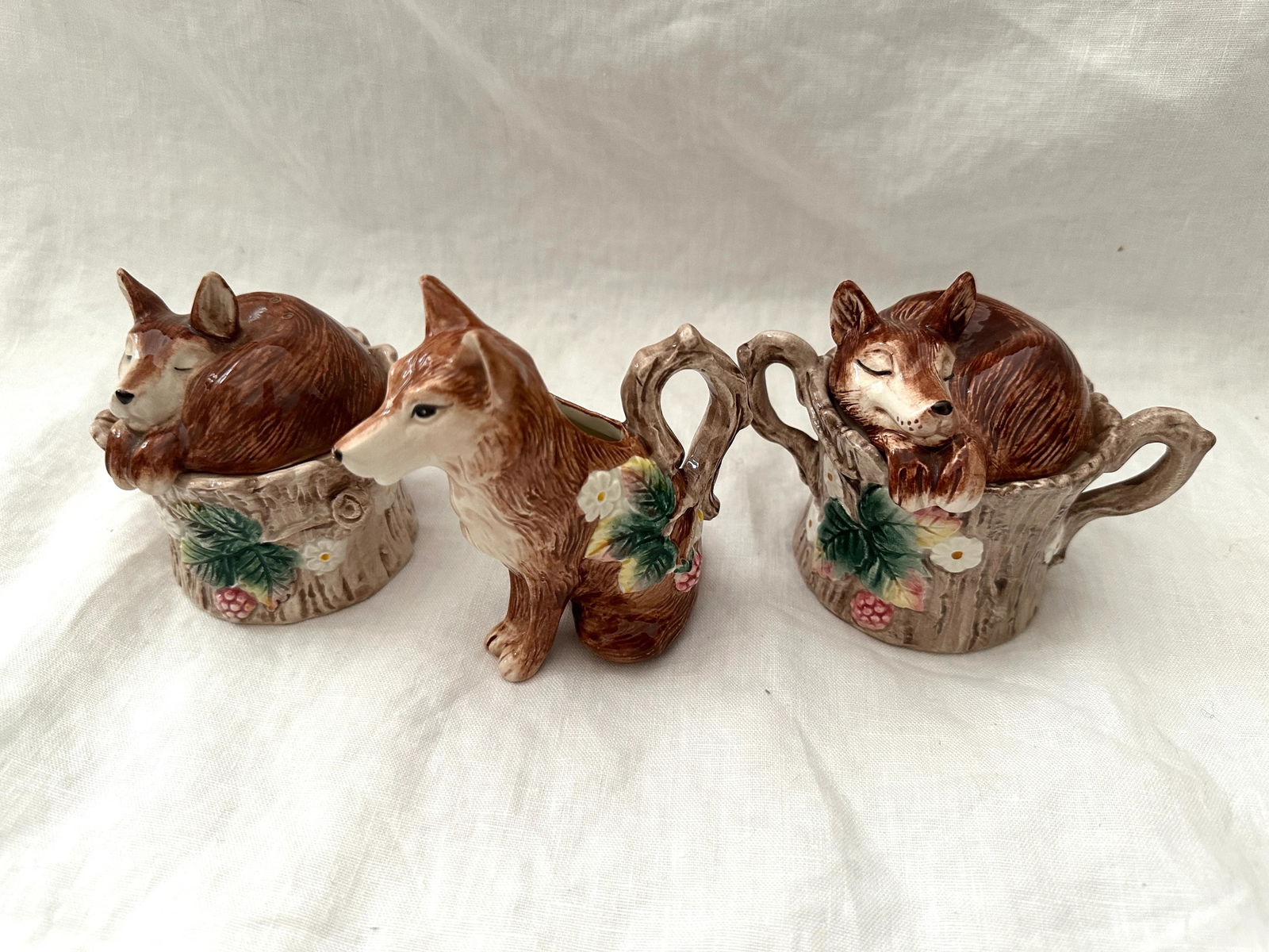 Fitz and Floyd Fox Cream/Sugar & Salt/Pepper Set - 4