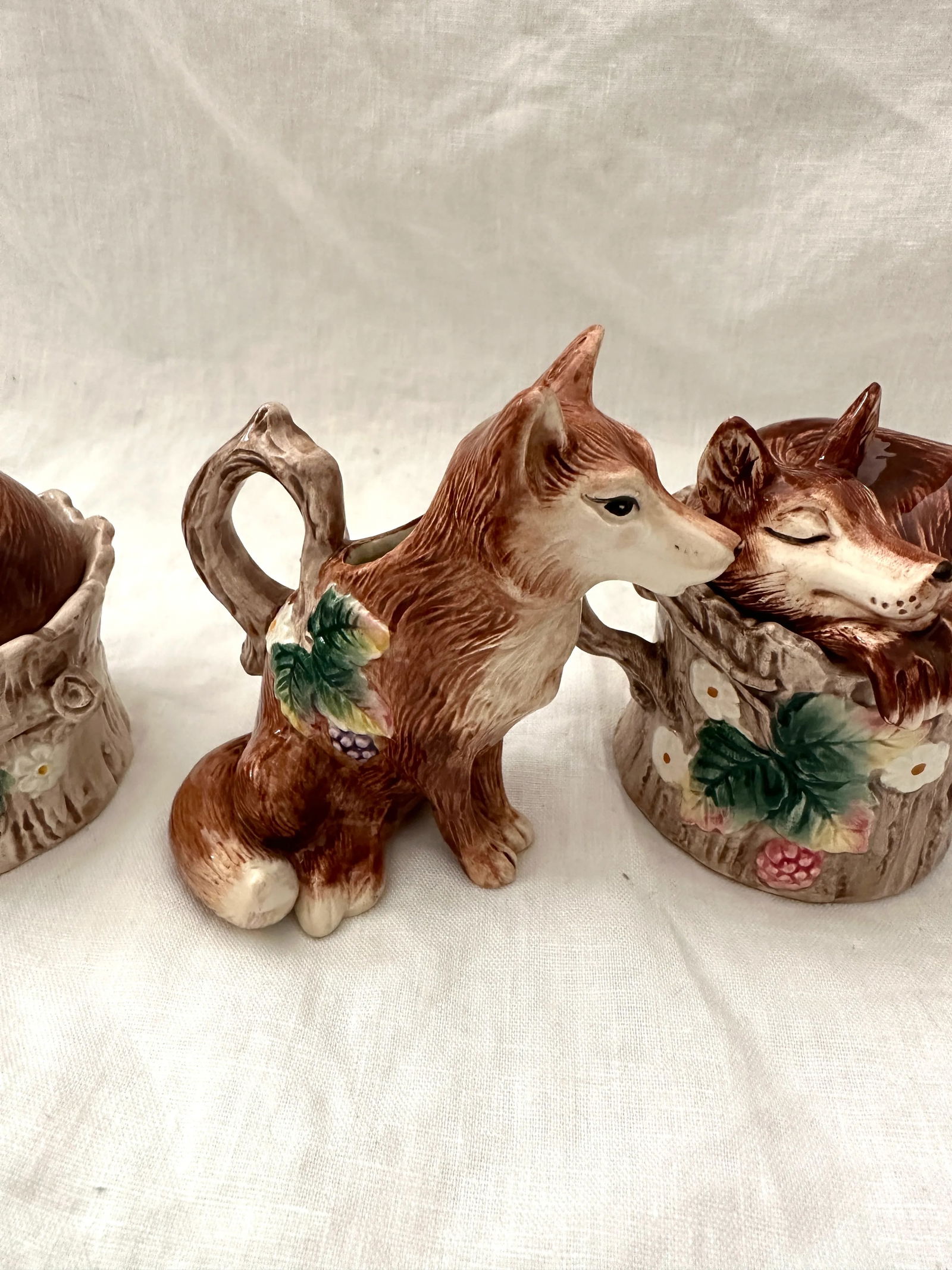 Fitz and Floyd Fox Cream/Sugar & Salt/Pepper Set - 7