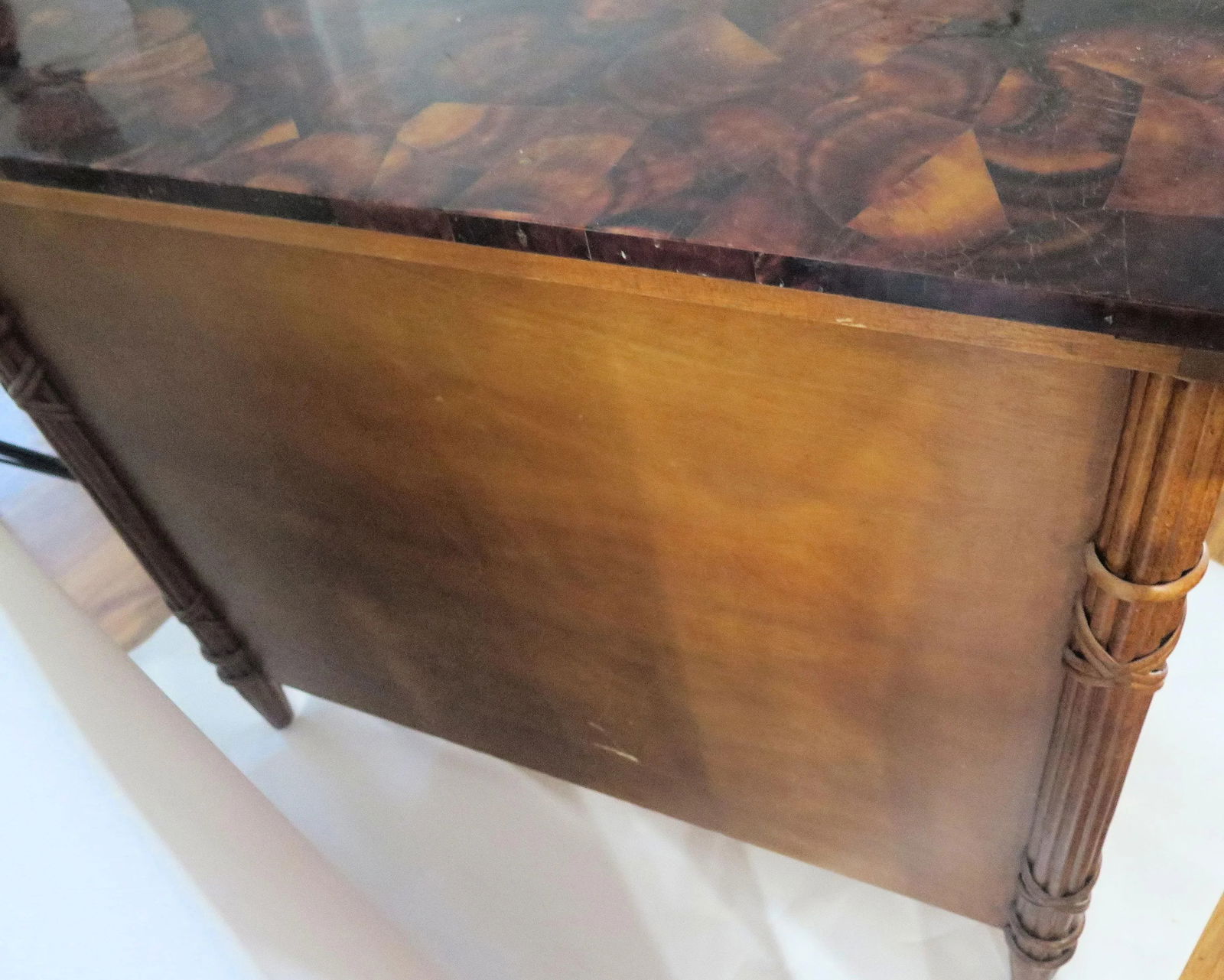 1970s Bamboo Rattan Faux Tortoiseshell Louis XVI Style Bar - 5