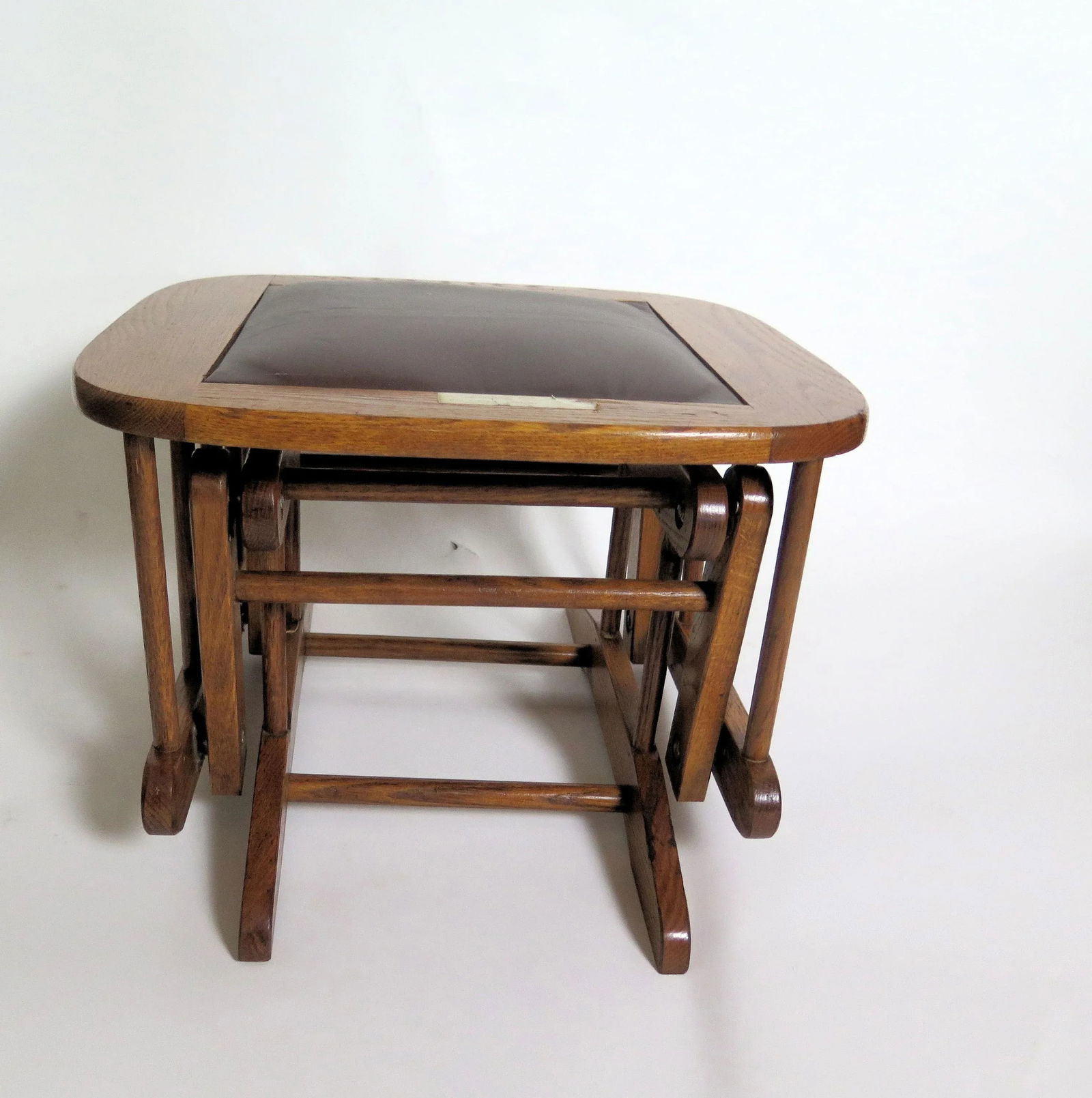 Antique Hunzinger Walnut Platform Rocker & Ottoman, 2 Pieces - 2