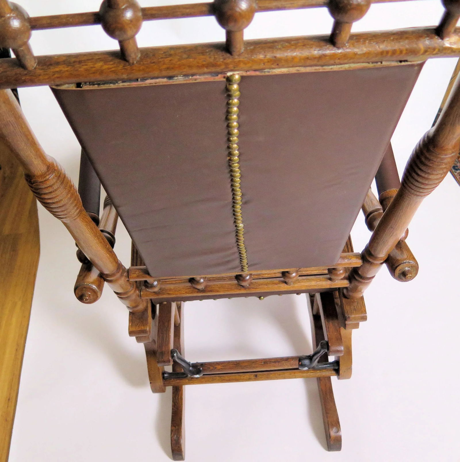 Antique Hunzinger Walnut Platform Rocker & Ottoman, 2 Pieces - 4