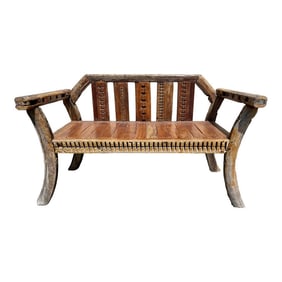 Late 20th Century Vintage Rustic Handmade Wooden Bench