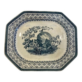 Antique Wedgwood Edinburg Blue & White Ironstone Transferware Serving Platter