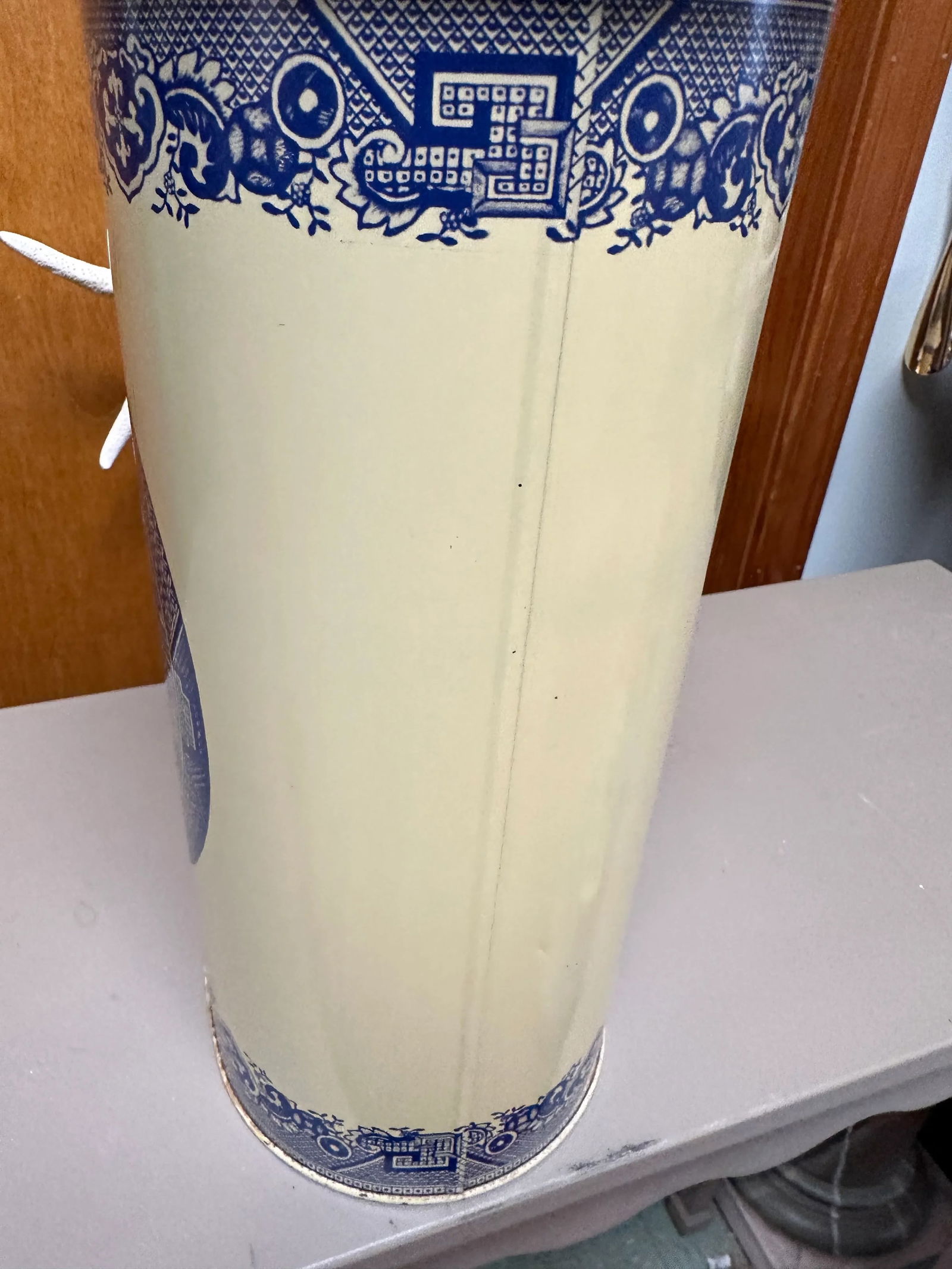 Vintage Oval Plus Willow Chinoiserie Tile Waste Basket - 4