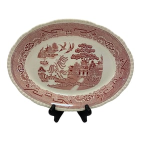 1890s Antique William Adams & Sons Red Willow Serving Platter