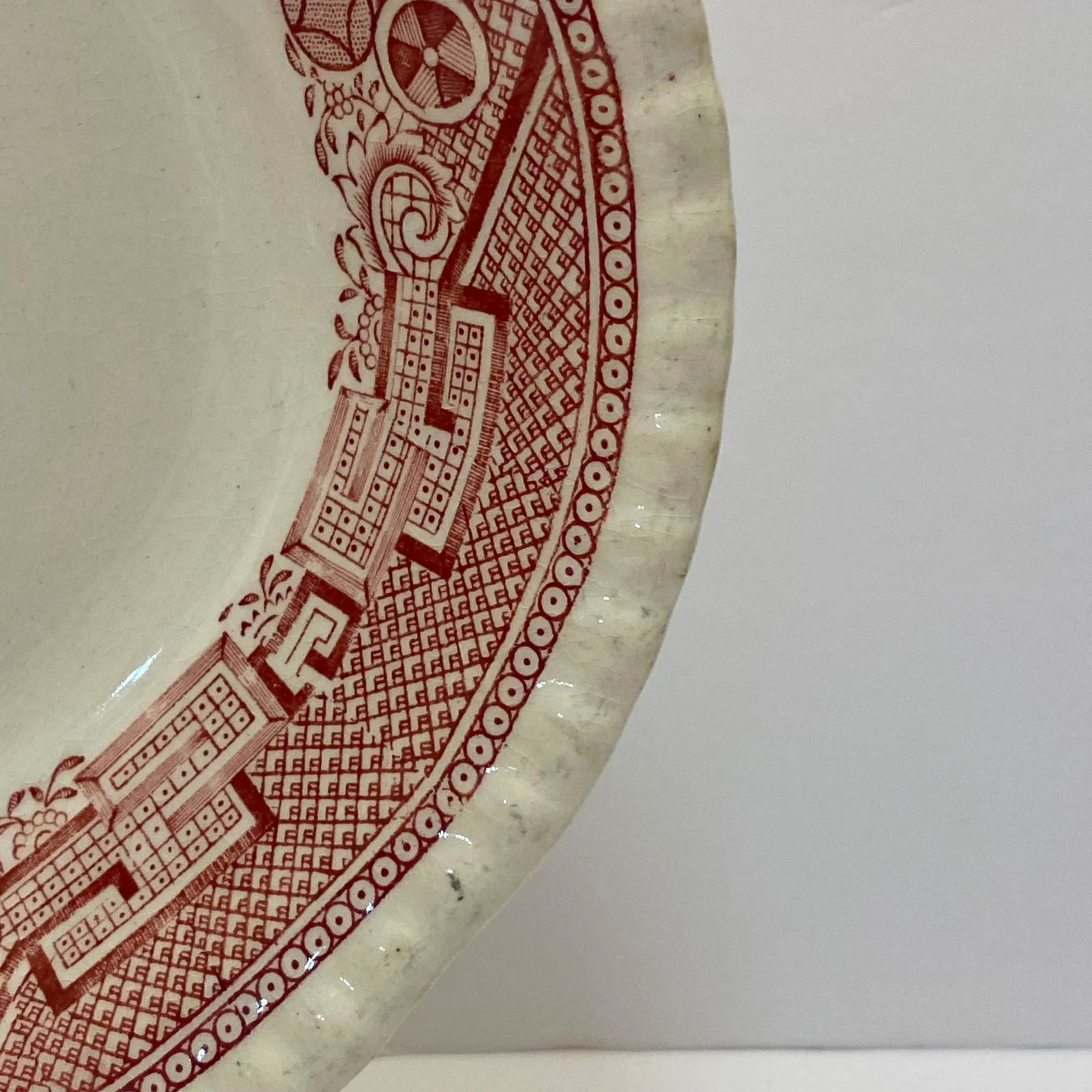 1890s Antique William Adams & Sons Red Willow Serving Platter - 3