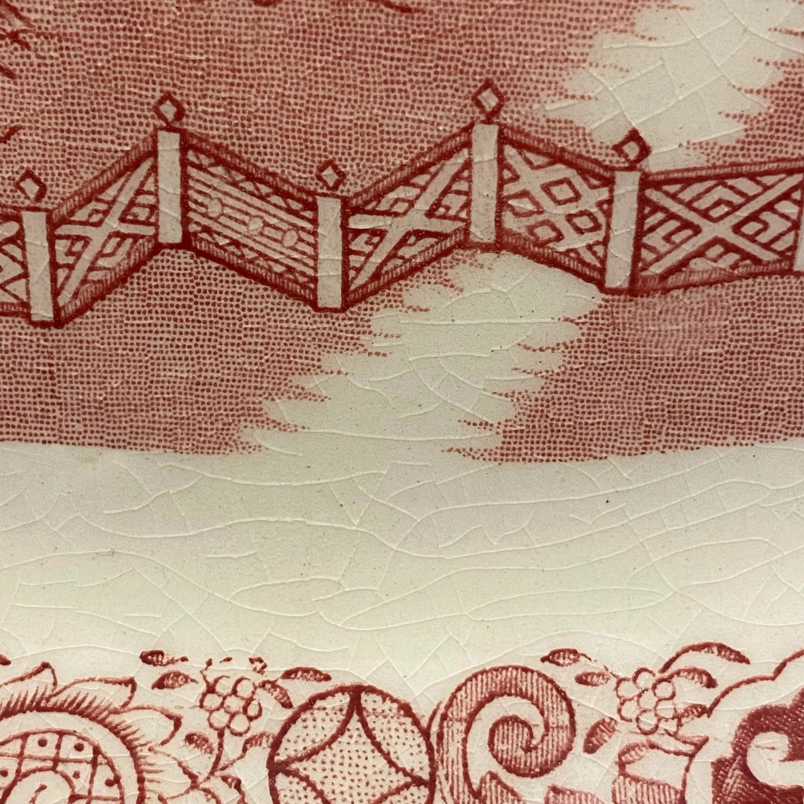 1890s Antique William Adams & Sons Red Willow Serving Platter - 4