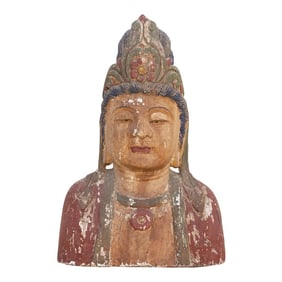 Antique Quan-Yin Wooden Bust