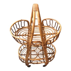 1960s Italian Bamboo & Rattan Italian Bar Cart