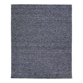 Modern Texture Handmade Wool Rug in Navy Blue Color