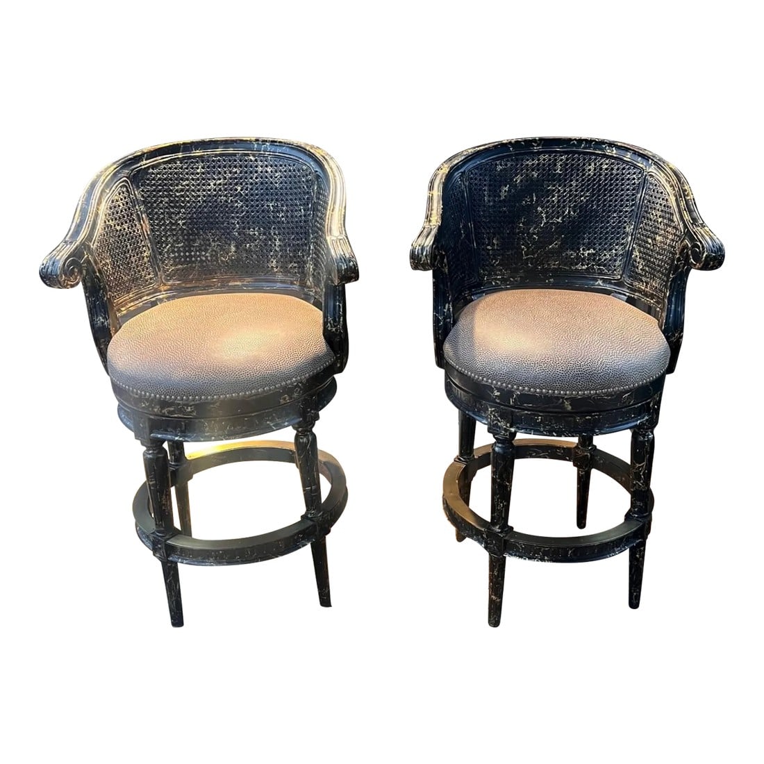 Pama Furniture Black and Gold Swivel Bar Stools - Set of 2 (1 of 9)