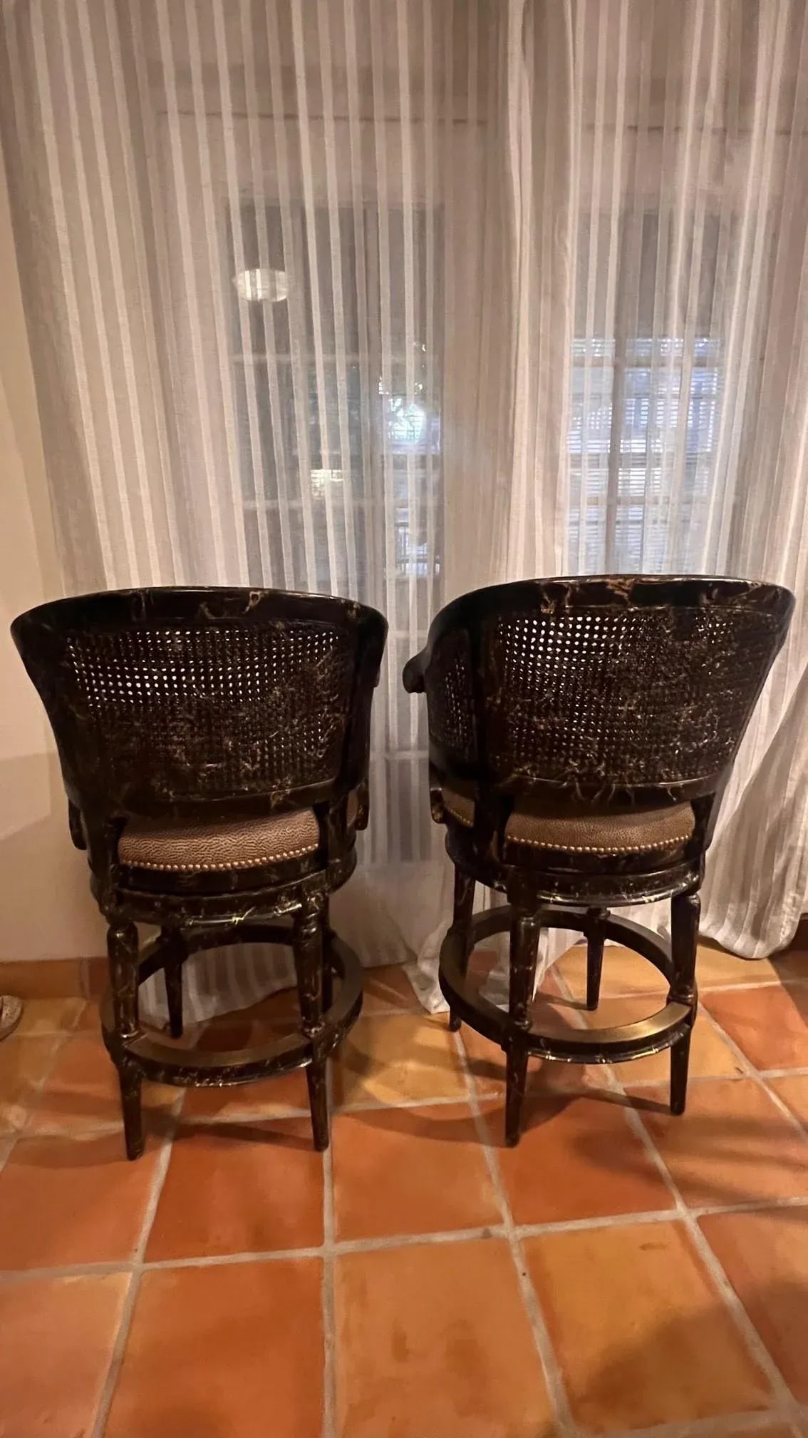 Pama Furniture Black and Gold Swivel Bar Stools - Set of 2 - 2