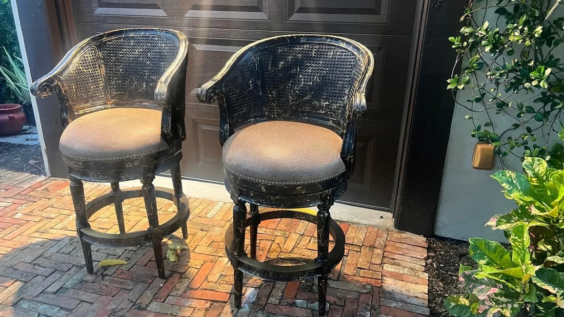 Pama Furniture Black and Gold Swivel Bar Stools - Set of 2 - 3