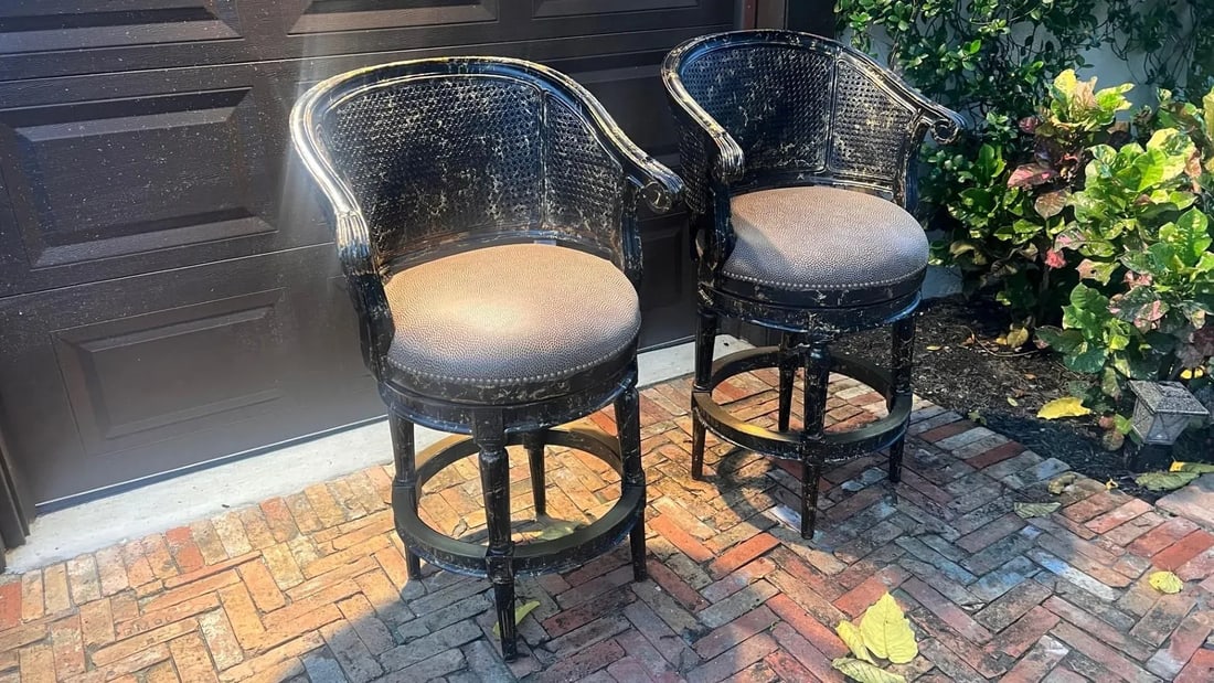 Pama Furniture Black and Gold Swivel Bar Stools - Set of 2 - 4