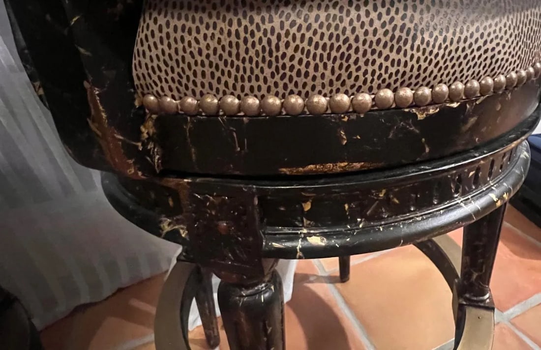 Pama Furniture Black and Gold Swivel Bar Stools - Set of 2 - 6