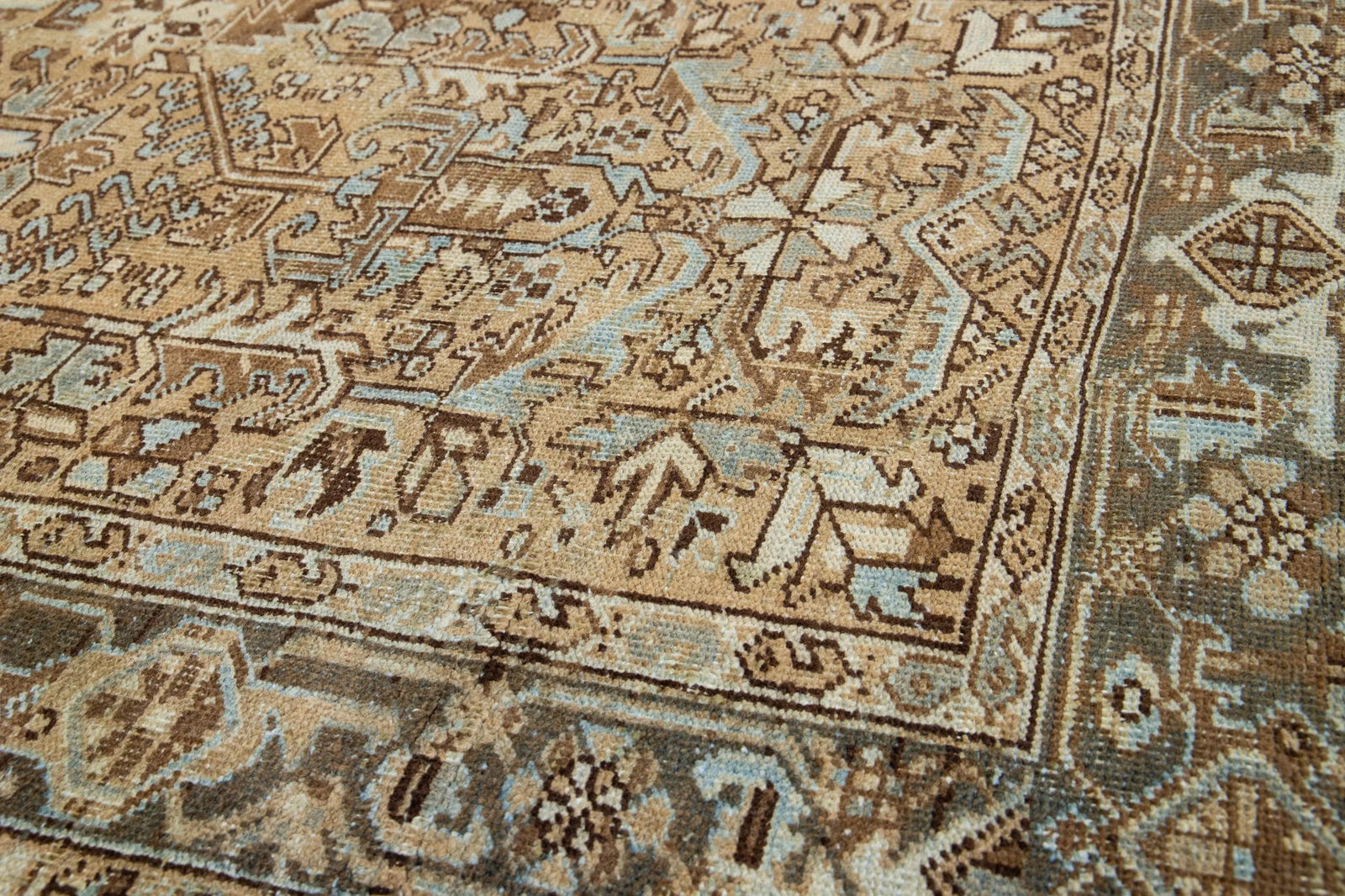 Tribal Antique Heriz Handmade Wool Runner With Brown Field - 3