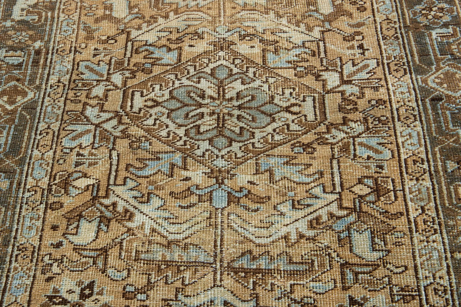 Tribal Antique Heriz Handmade Wool Runner With Brown Field - 8