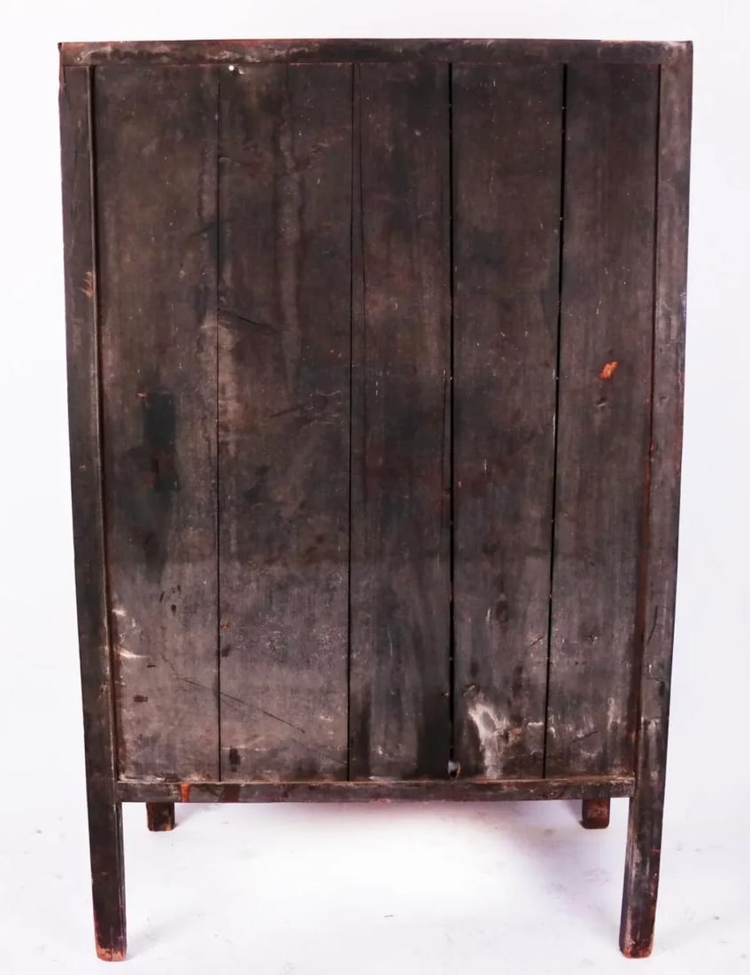Mid 19th Century Antique Chinese Red Armoire Cabinet - 10