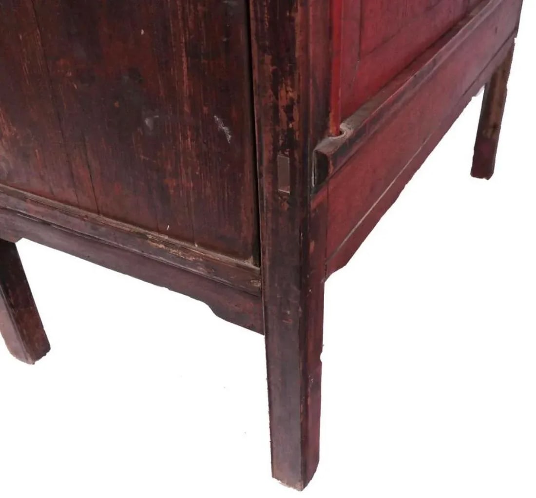 Mid 19th Century Antique Chinese Red Armoire Cabinet - 8