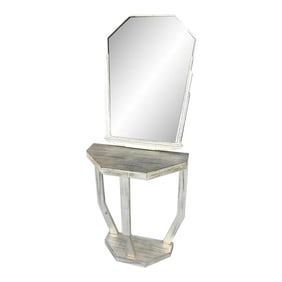 1960s Art Deco Mirror and Console Hall Table in Silver and Black
