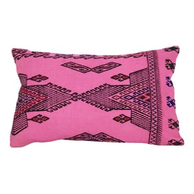Pink Kilim Rug Lumbar Pillow Cover