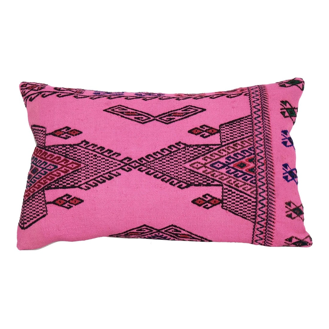Pink Kilim Rug Lumbar Pillow Cover: Handmade Turkish Kilim Pillow Covers • Vintage Rug Decor Elevate your home decor with these exquisite 16" x 24" pillow covers crafted from authentic vintage Turkish rugs, handwoven in the