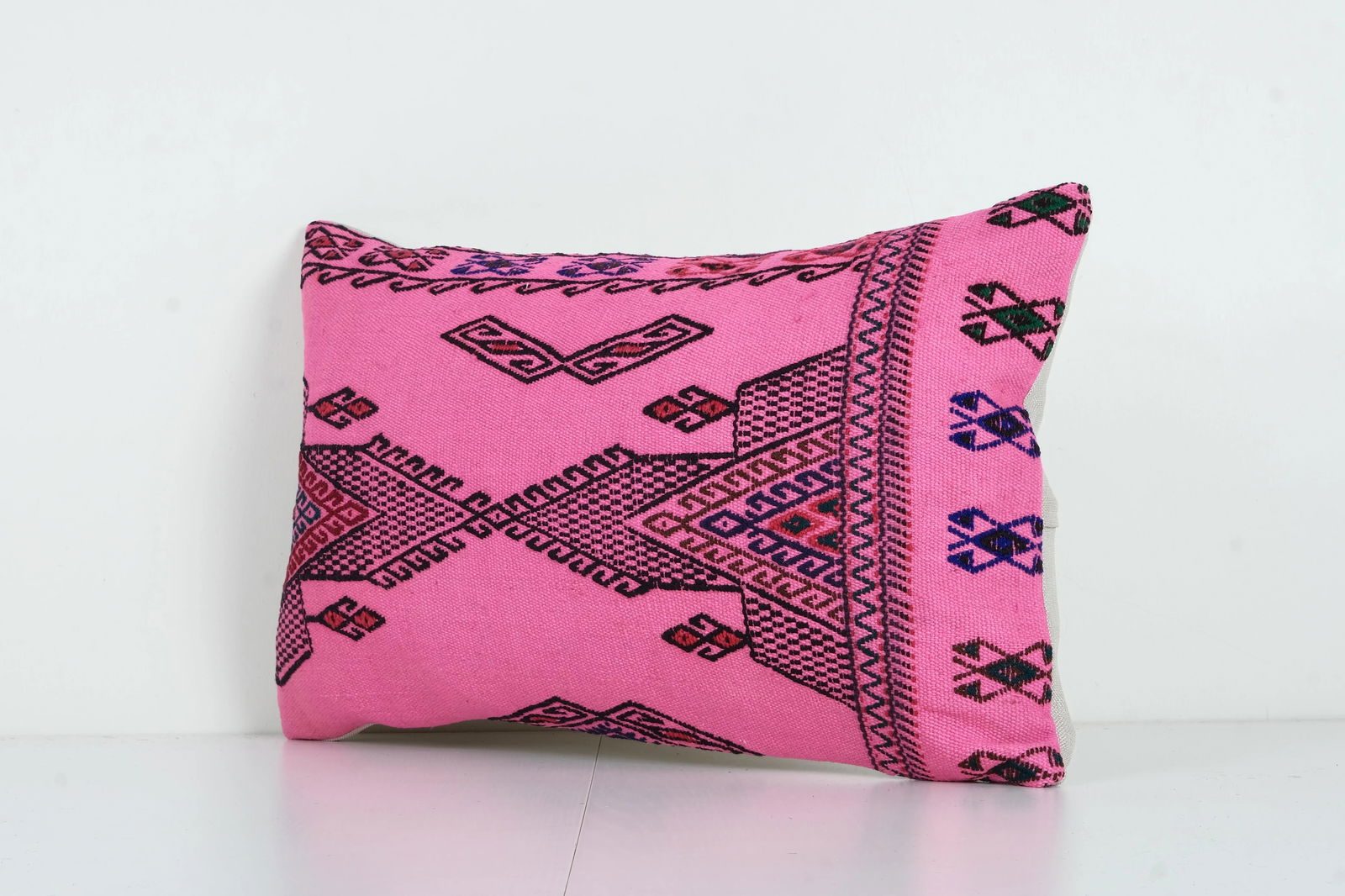 Pink Kilim Rug Lumbar Pillow Cover - 3