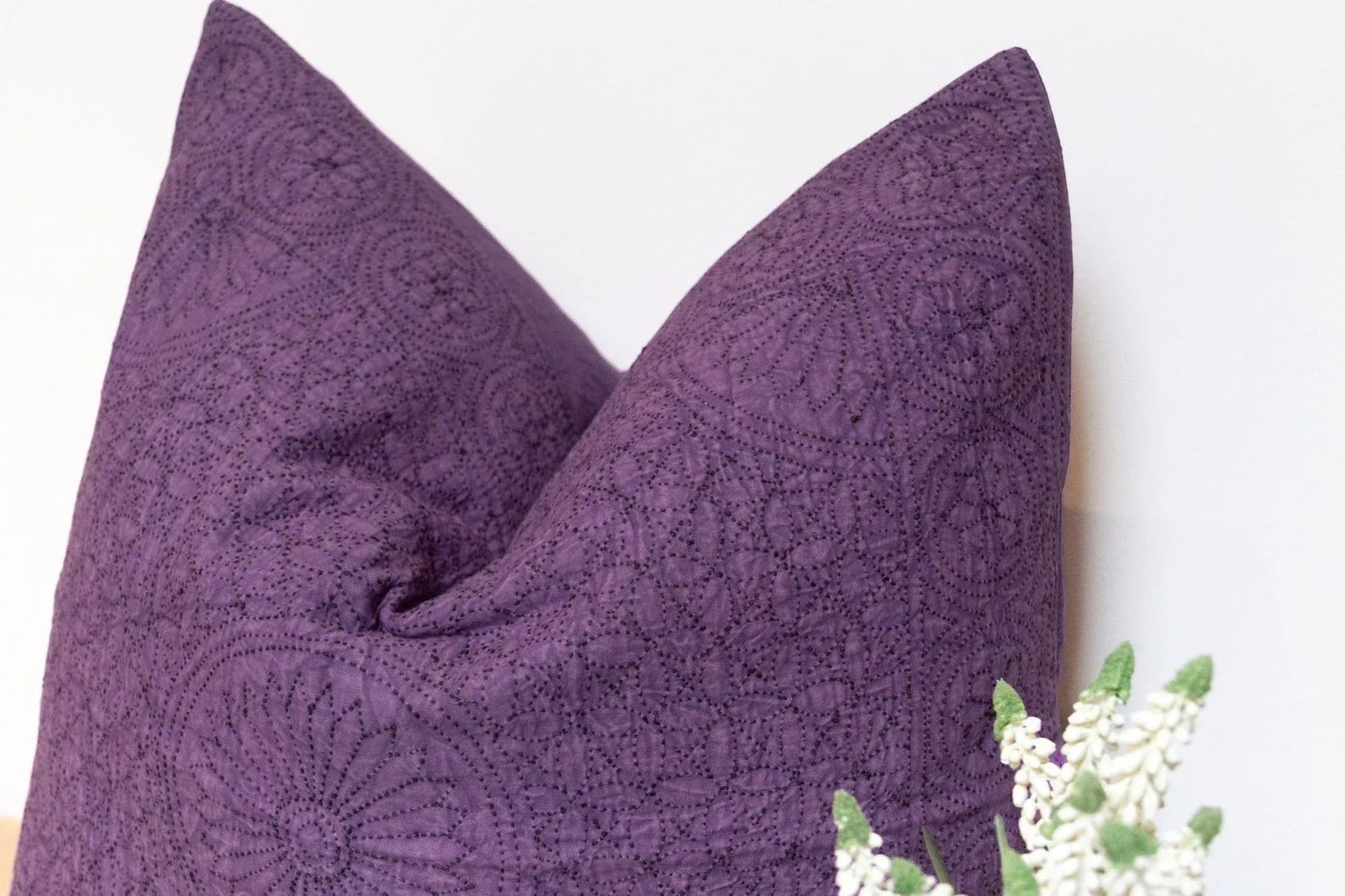 Ripe Plum Hand-Stitched Pillow Cover - 4